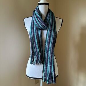 *BRANTLEY* Blue x Purple Striped Fashion Tassel Scarf
